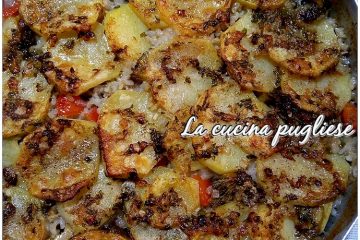 Tiella riso patate e carciofi -lacucinapugliese--