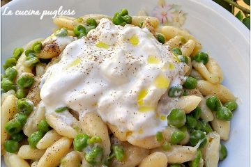 Cavatelli con piselli e stracciatella - la cucina pugliese--